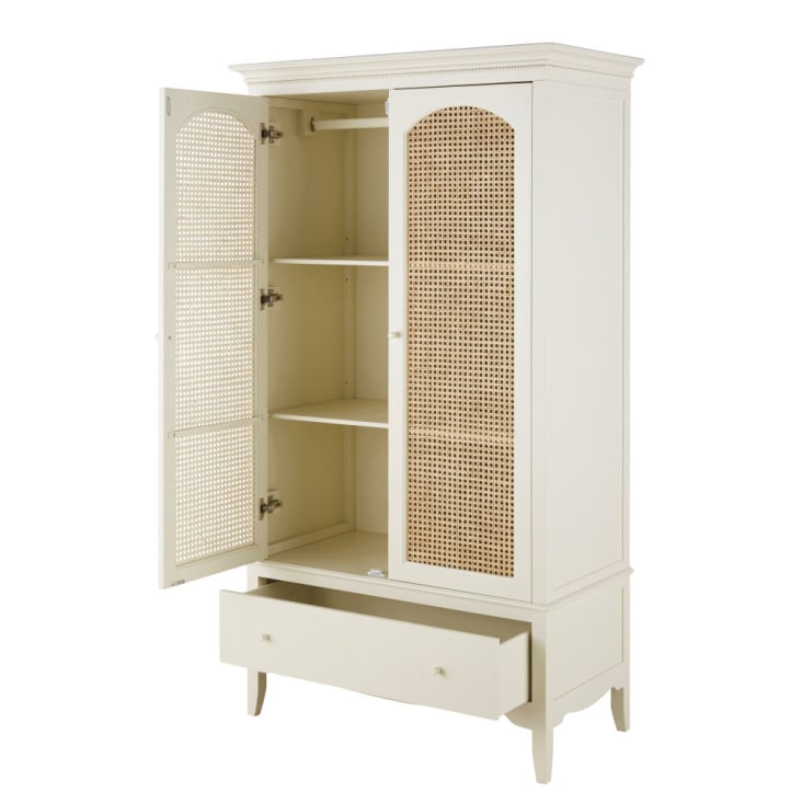 Maisons du Monde Debbie - Armario con 2 puertas y 1 cajón blanco roto de ratán Gran oferta