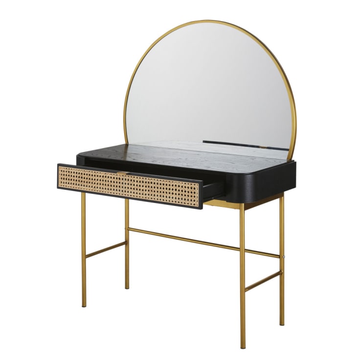 Maisons du Monde Loreto - Tocador negro de rejilla de ratán y metal color latón con 1 cajón Rebajas online