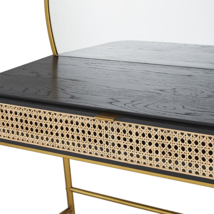 Maisons du Monde Loreto - Tocador negro de rejilla de ratán y metal color latón con 1 cajón Rebajas online