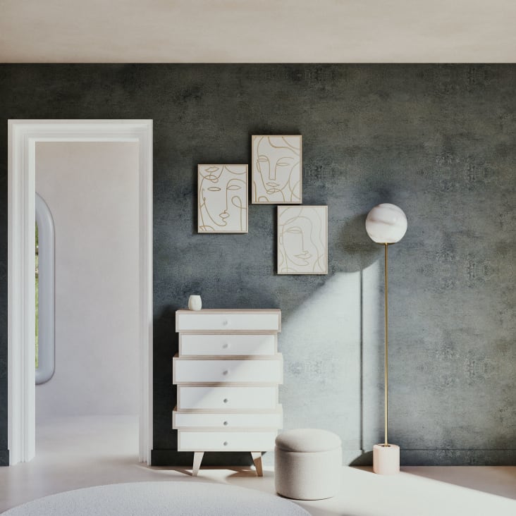 Maisons du Monde Spring - Cajonera escandinava con 6 cajones de paulonia blanca Últimos 3 días