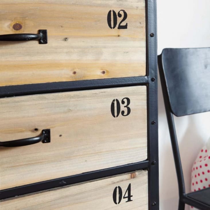 Maisons du Monde Docks - Cajonera industrial con 6 cajones de metal negra y abeto COMPRAR AHORA