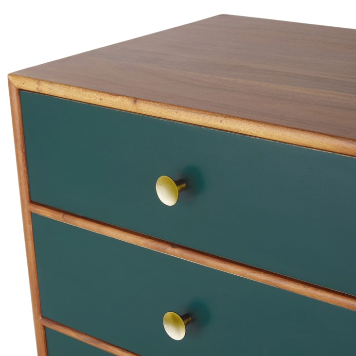 Maisons du Monde Ikat - Mueble semanario con 5 cajones verde y metal dorado Últimos 2 días