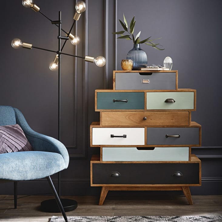 Maisons du Monde Picadilly - Cajonera vintage de mango macizo de colores Precio de fábrica