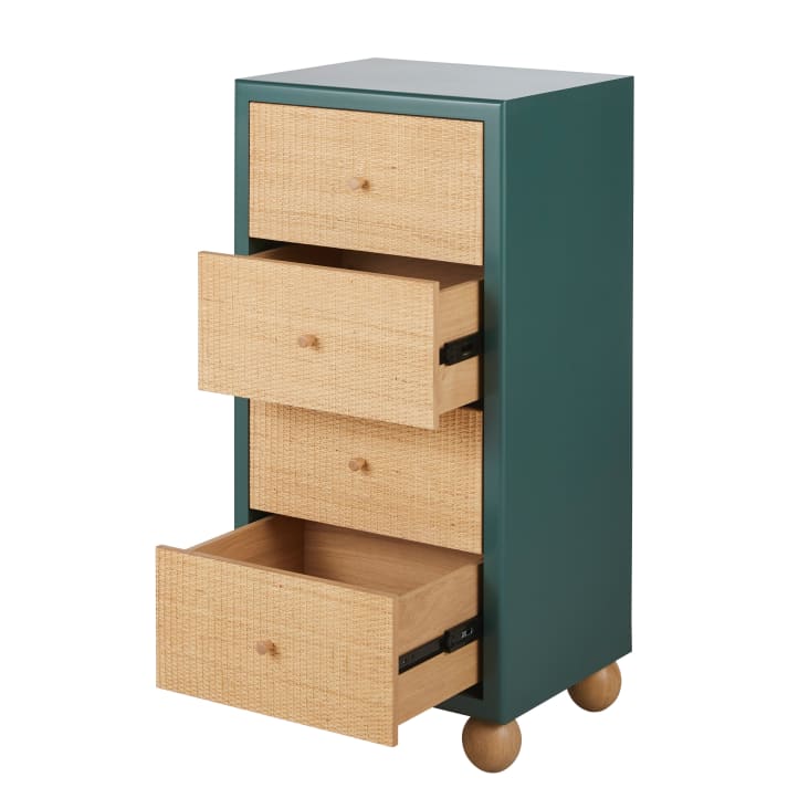 Maisons du Monde DABALI - Cajonera con 4 cajones verde oscuro de ratán trenzado Solo queda un día