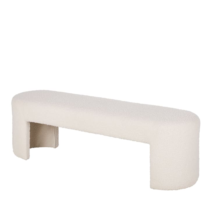 Maisons du Monde Oscary - Banco pie de cama de tela de rizo beige Grandes descuentos