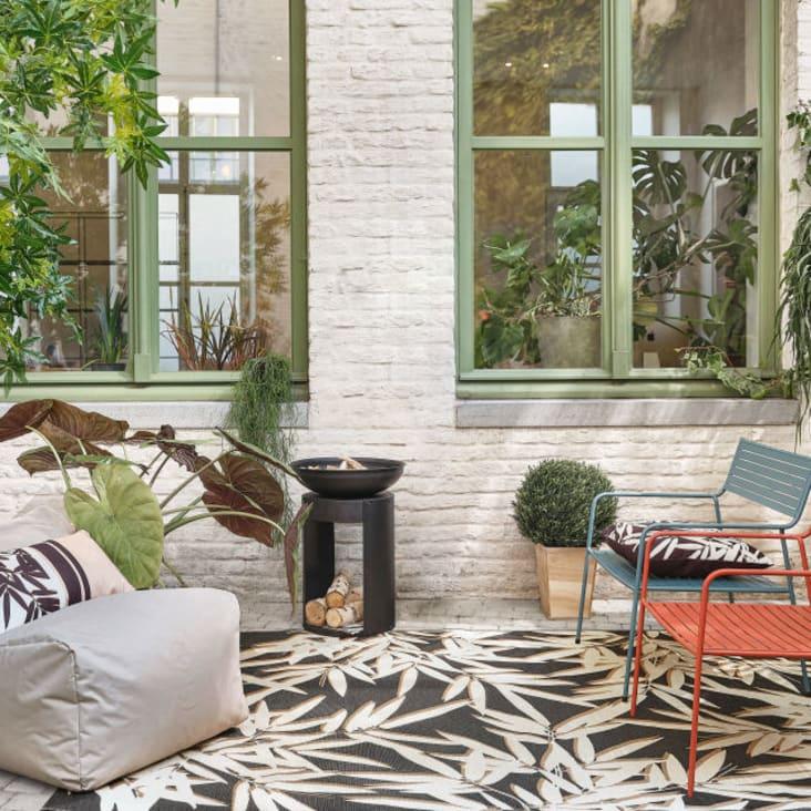 Maisons du Monde DELTENA - Biombo para exteriores de metal con estampado de hojas color negro Envío internacional gratuito