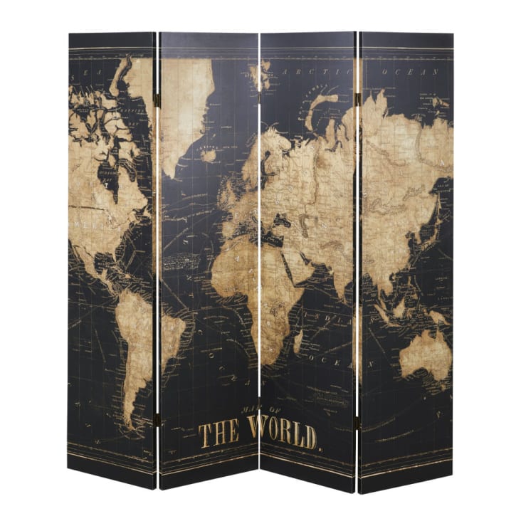 Maisons du Monde Biombo con mapa en negro Tienda de fábrica