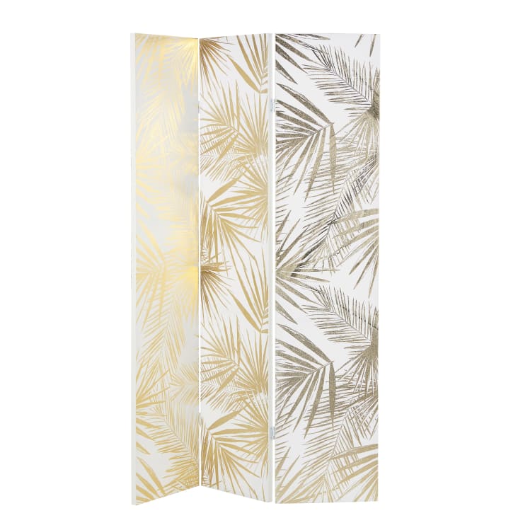 Maisons du Monde Golden Oasis - Biombo con impresión de motivos vegetales en blanco y dorado