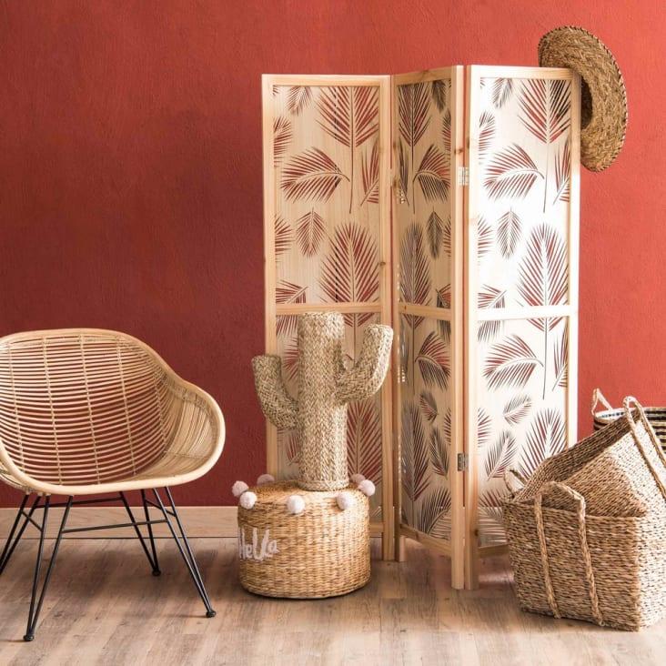 Maisons du Monde PALMEIRA - Biombo de pino calado con motivo de hojas Descuento por venta flash