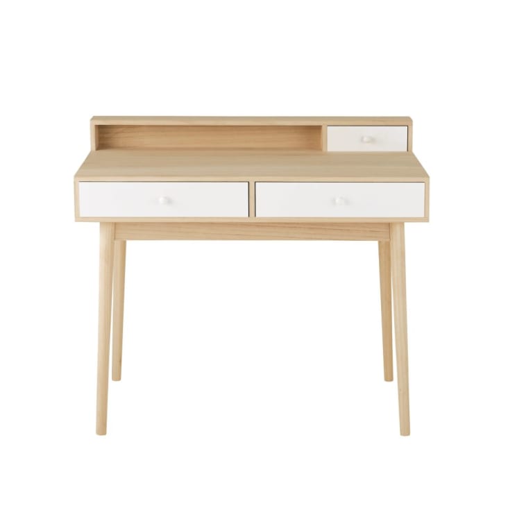 Maisons du Monde Spring - Escritorio de 3 cajones color blanco En oferta