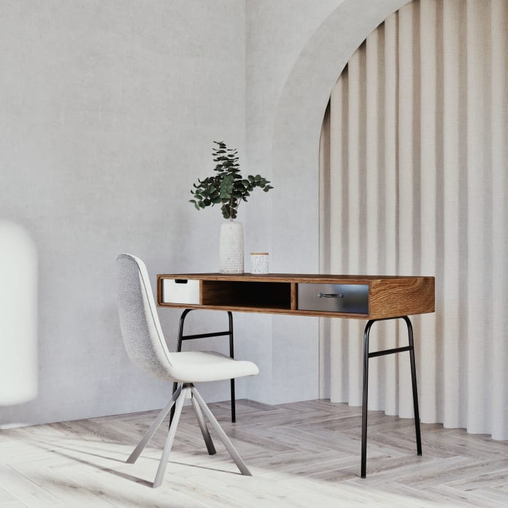Maisons du Monde Lenox - Escritorio vintage de mango macizo y metal Ventas relámpago