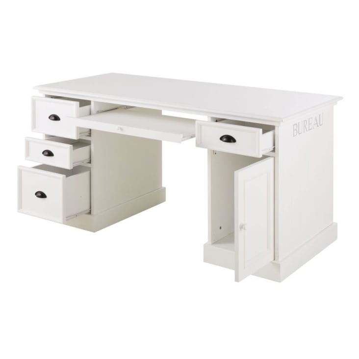 Maisons du Monde Newport - Escritorio con 1 puerta y 4 cajones blanco Tienda