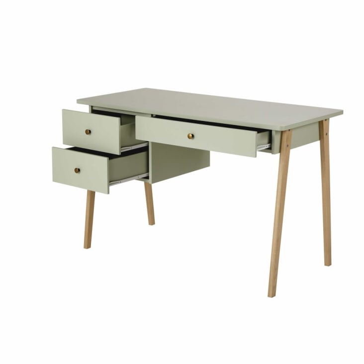 Maisons du Monde Suzon - Escritorio infantil de 3 cajones verde con patas de roble Mejor oferta