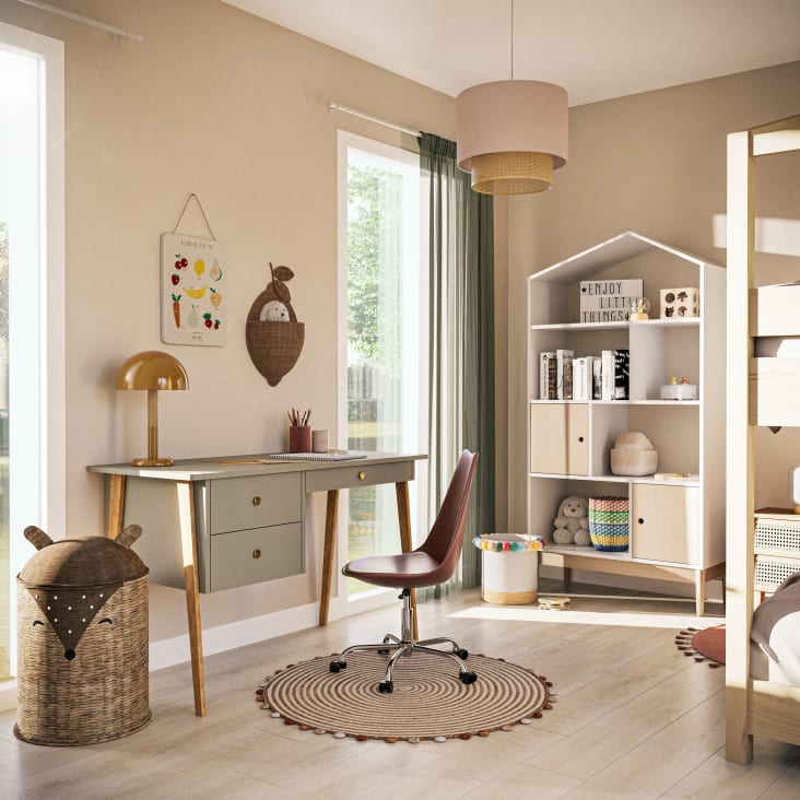 Maisons du Monde Suzon - Escritorio infantil de 3 cajones verde con patas de roble Mejor oferta