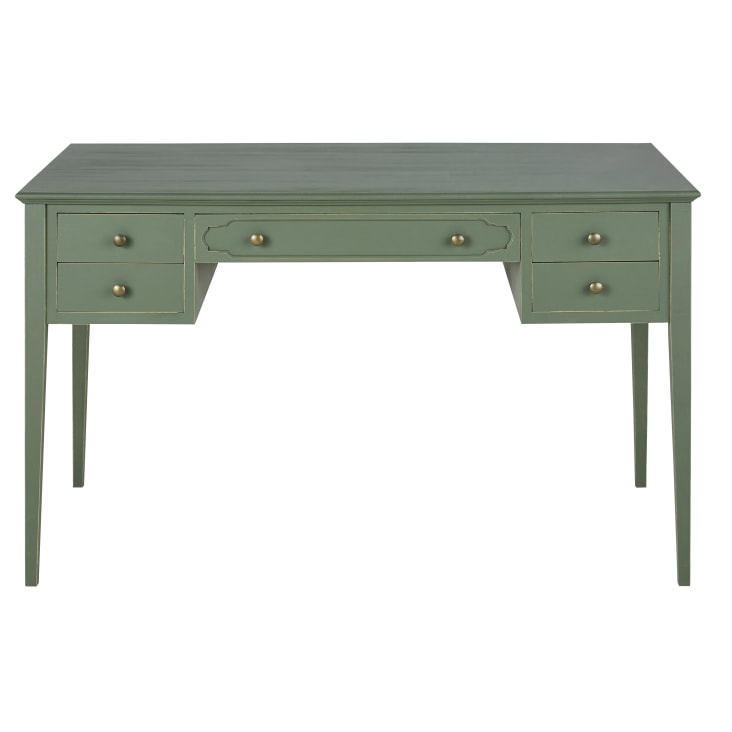 Maisons du Monde Selena - Escritorio con 5 cajones en verde caqui