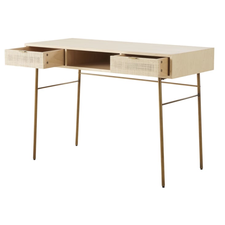 Maisons du Monde Solstice - Escritorio con 2 cajones de enrejado de mimbre Precio de fábrica