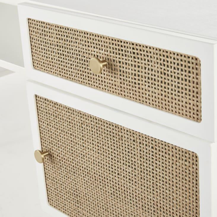 Maisons du Monde Ysee - Escritorio infantil bicolor de 2 puertas y 2 cajones de trenzado de ratán Grandes descuentos