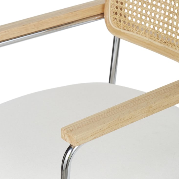 Maisons du Monde Rosalie - Silla escritorio ajustable en altura de rejilla de ratán y tela en crudo con ruedas Libre de impuestos