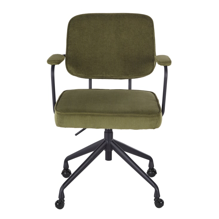 Maisons du Monde Matheo - Silla de escritorio regulable de terciopelo acanalado verde con ruedas Descuentos del mes