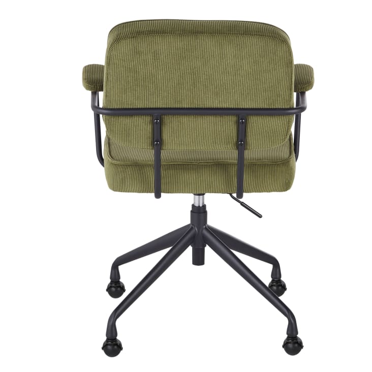 Maisons du Monde Matheo - Silla de escritorio regulable de terciopelo acanalado verde con ruedas Descuentos del mes