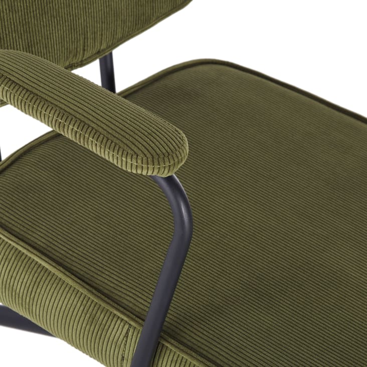 Maisons du Monde Matheo - Silla de escritorio regulable de terciopelo acanalado verde con ruedas Descuentos del mes