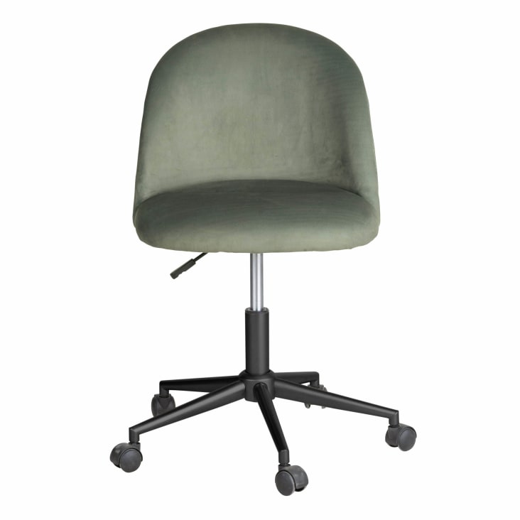 Maisons du Monde Mauricette - Silla de escritorio ajustable en altura de de terciopelo verde con ruedas Oferta exclusiva