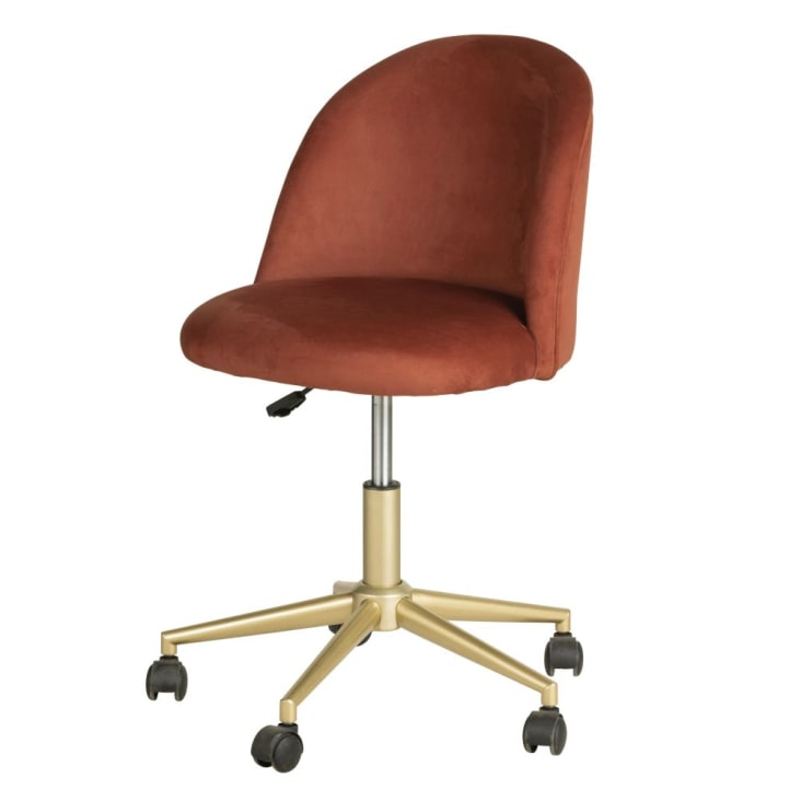 Maisons du Monde Mauricette - Silla de escritorio ajustable en altura de de terciopelo terracota con ruedas Última moda