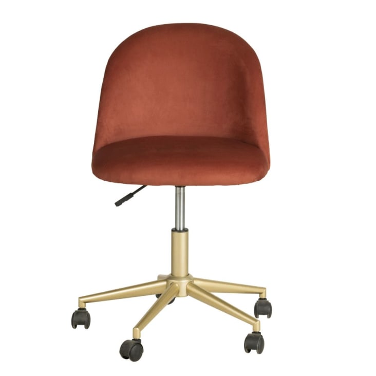 Maisons du Monde Mauricette - Silla de escritorio ajustable en altura de de terciopelo terracota con ruedas Última moda
