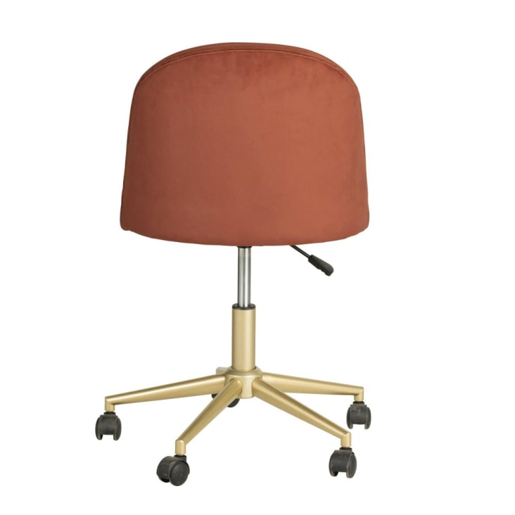 Maisons du Monde Mauricette - Silla de escritorio ajustable en altura de de terciopelo terracota con ruedas Última moda