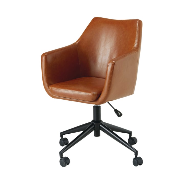 Maisons du Monde Davis - Silla de oficina de textil engomado marrón envejecido