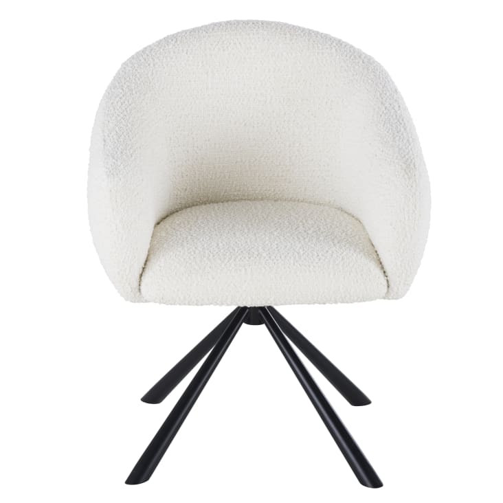 Maisons du Monde Kyss - Sillón de escritorio giratorio de tela en crudo efecto lana rizada y acero negro Ofertas especiales