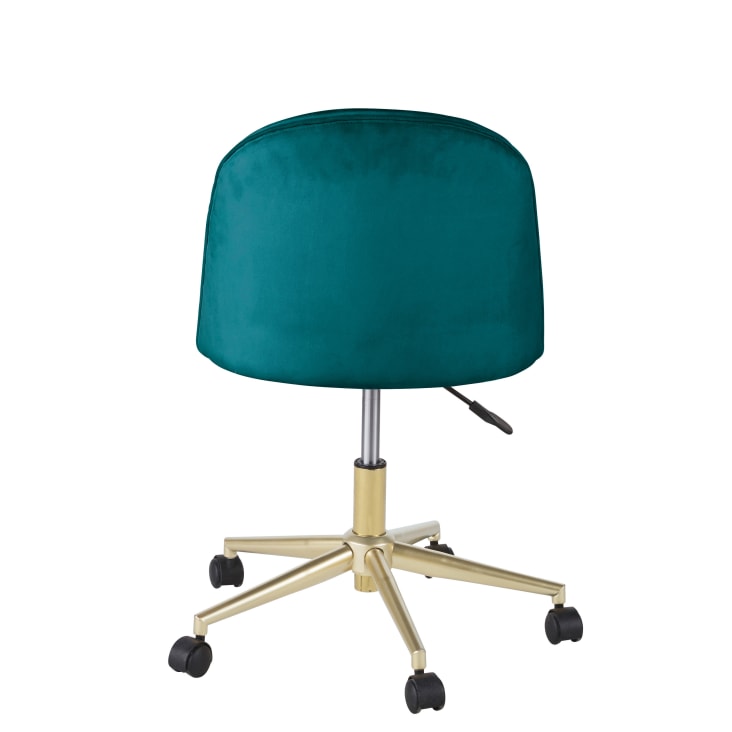 Maisons du Monde Silla de oficina con ruedas de terciopelo azul petróleo y acero color latón Precio ultrabajo