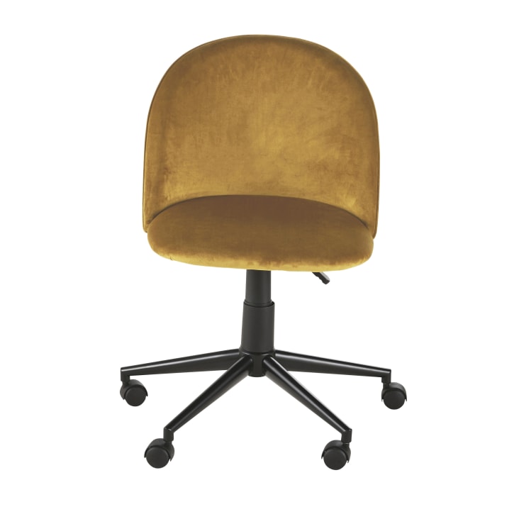 Maisons du Monde Mauricette - Silla de escritorio ajustable en altura de de terciopelo ocre con ruedas En línea