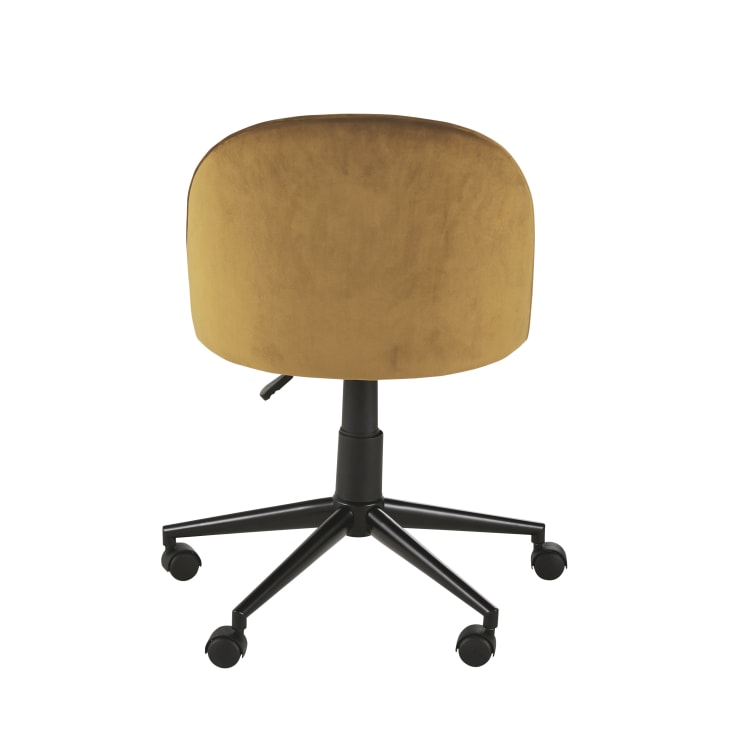 Maisons du Monde Mauricette - Silla de escritorio ajustable en altura de de terciopelo ocre con ruedas En línea