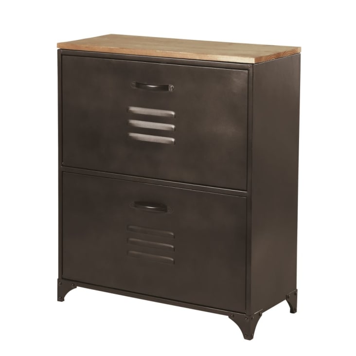 Maisons du Monde Wayne - Mueble zapatero 2 cajones de metal y abeto Rebajas