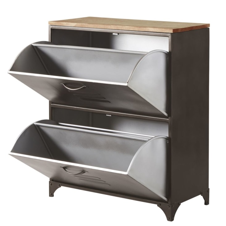 Maisons du Monde Wayne - Mueble zapatero 2 cajones de metal y abeto Rebajas
