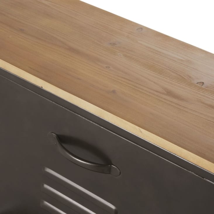 Maisons du Monde Wayne - Zapatero con 4 puertas de metal gris y madera de abeto macizo Gran oferta