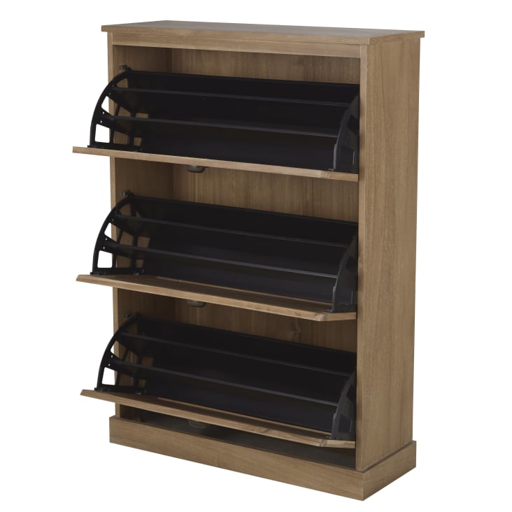 Maisons du Monde Beaumont - Mueble zapatero de 3 puertas con acabado en madera clara Rebajas de fábrica
