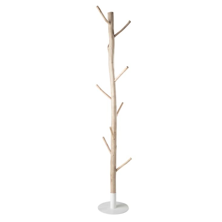 Maisons du Monde Rivage - Perchero tronco de un árbol de eucalipto y metal blanco