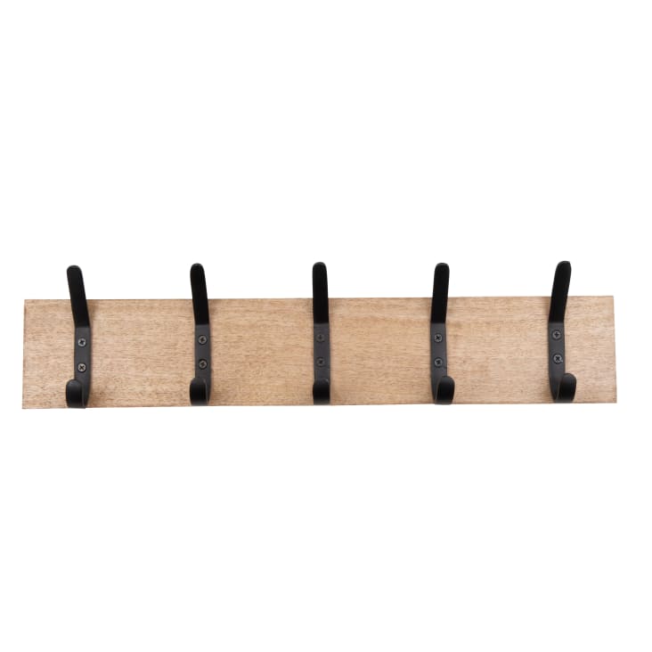Maisons du Monde BROOKLYN - Perchero con 5 ganchos de madera de mango y metal negro