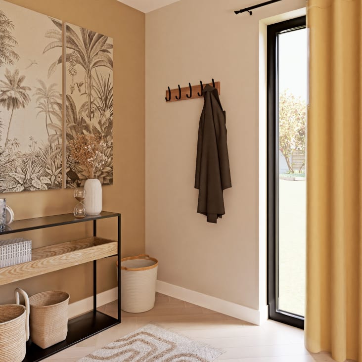 Maisons du Monde BROOKLYN - Perchero con 5 ganchos de madera de mango y metal negro Rebajas top
