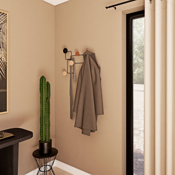 Maisons du Monde ATELIER - Perchero con 5 ganchos de metal negro y madera de pino Envío gratis