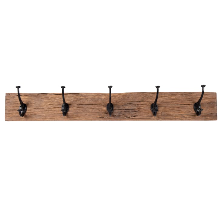 Maisons du Monde LAUZELLE - Perchero con 5 ganchos de madera de sala y metal negro
