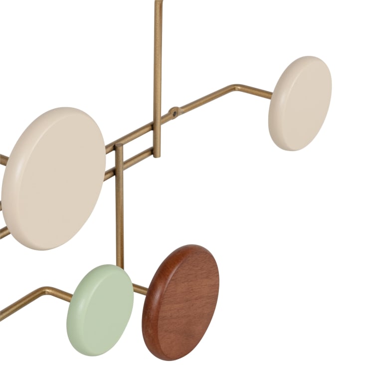 Maisons du Monde Cologne - Perchero con 8 ganchos de madera verde de colores y metal dorado Oferta especial de fábrica
