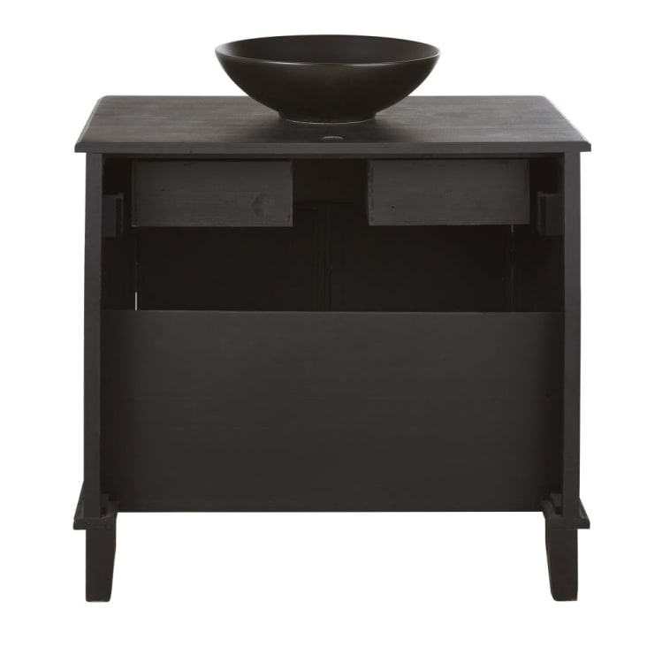 Maisons du Monde Perroquet - Mueble de baño con 1 cajón y dos puertas de madera de abeto en negro y motivos de loros Solo queda un día