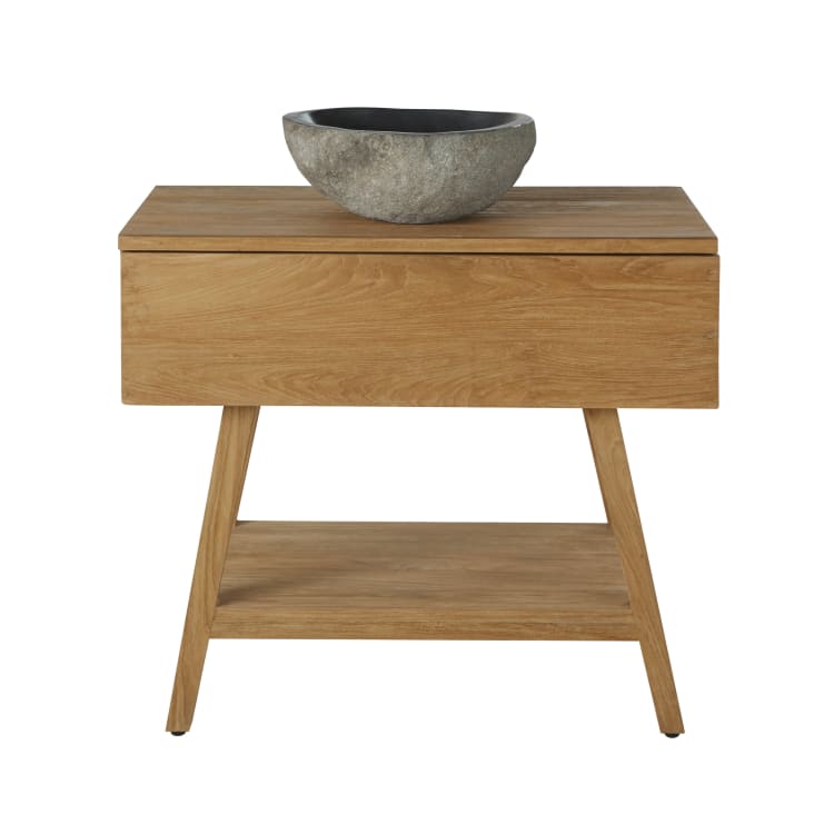 Maisons du Monde Tecka - Mueble de lavabo de madera y piedra de río Grandes descuentos
