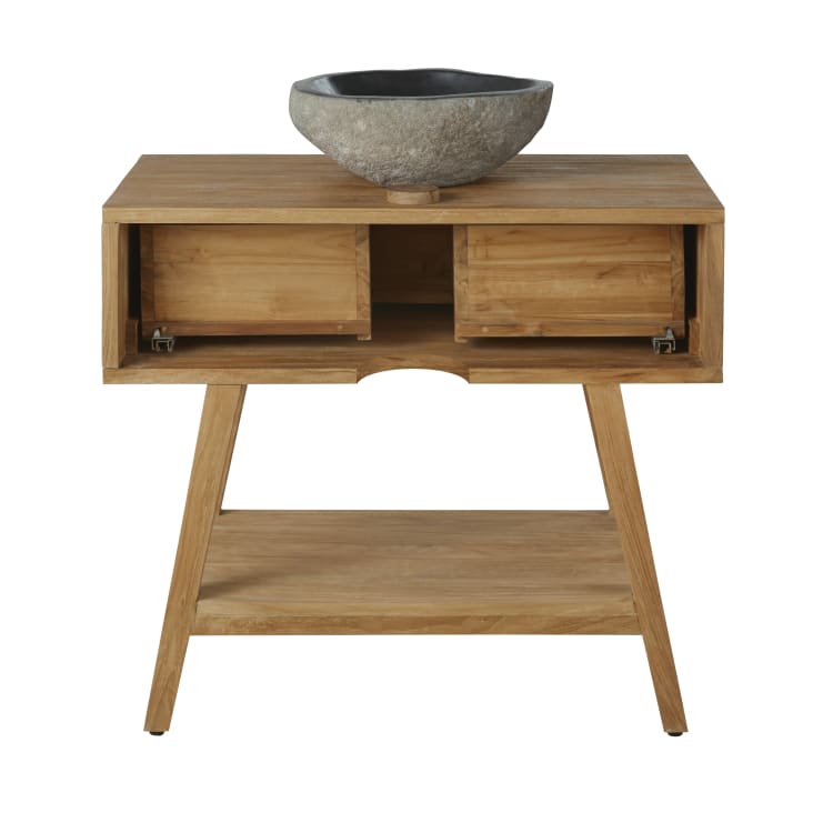 Maisons du Monde Tecka - Mueble de lavabo de madera y piedra de río Grandes descuentos