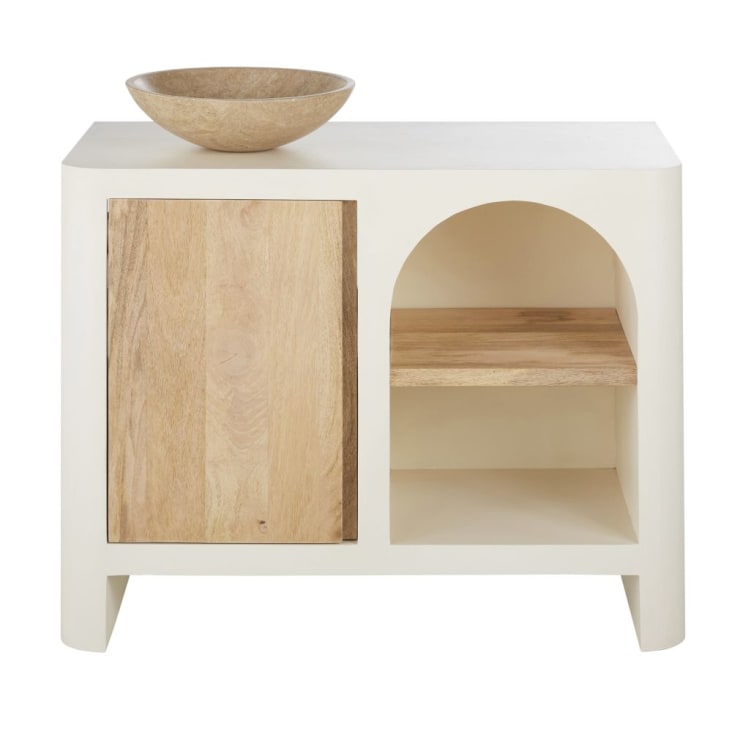 Maisons du Monde Sartene - Mueble de madera de mango beige y blanco crema para 1 lavabo Liquidación
