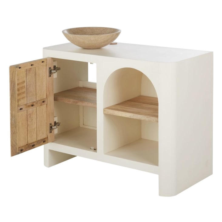 Maisons du Monde Sartene - Mueble de madera de mango beige y blanco crema para 1 lavabo Liquidación