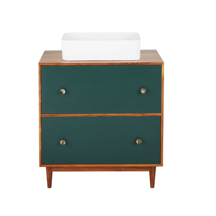 Maisons du Monde Ikat - Mueble de baño con 2 cajones marrón y verde